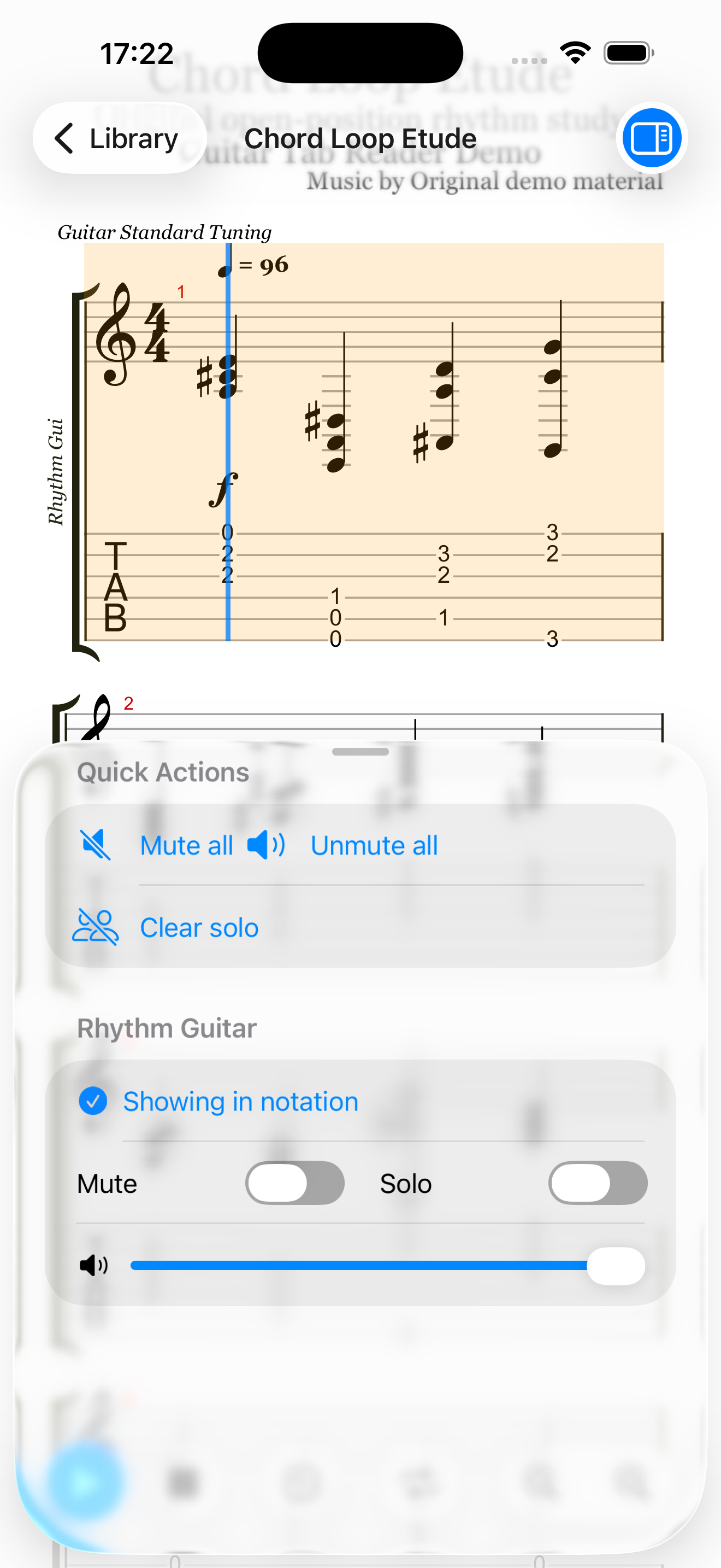 Per-track mute and solo controls